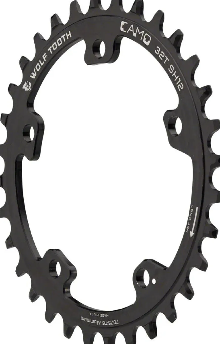 Wolf Tooth CAMO Aluminum Chainring - 30t CAMO Mount Requires 12-Speed Hyperglide+ Chain BLK