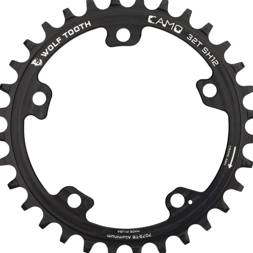 Wolf Tooth CAMO Aluminum Chainring - 30t CAMO Mount Requires 12-Speed Hyperglide+ Chain BLK