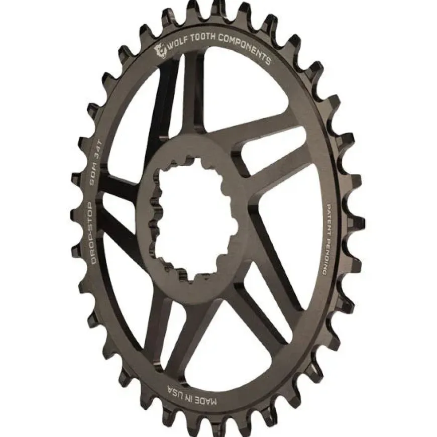 Wolf Tooth Direct Mount Chainring - 28t SRAM Direct Mount Drop-Stop A For SRAM 3-Bolt Cranksets 6mm Offset BLK