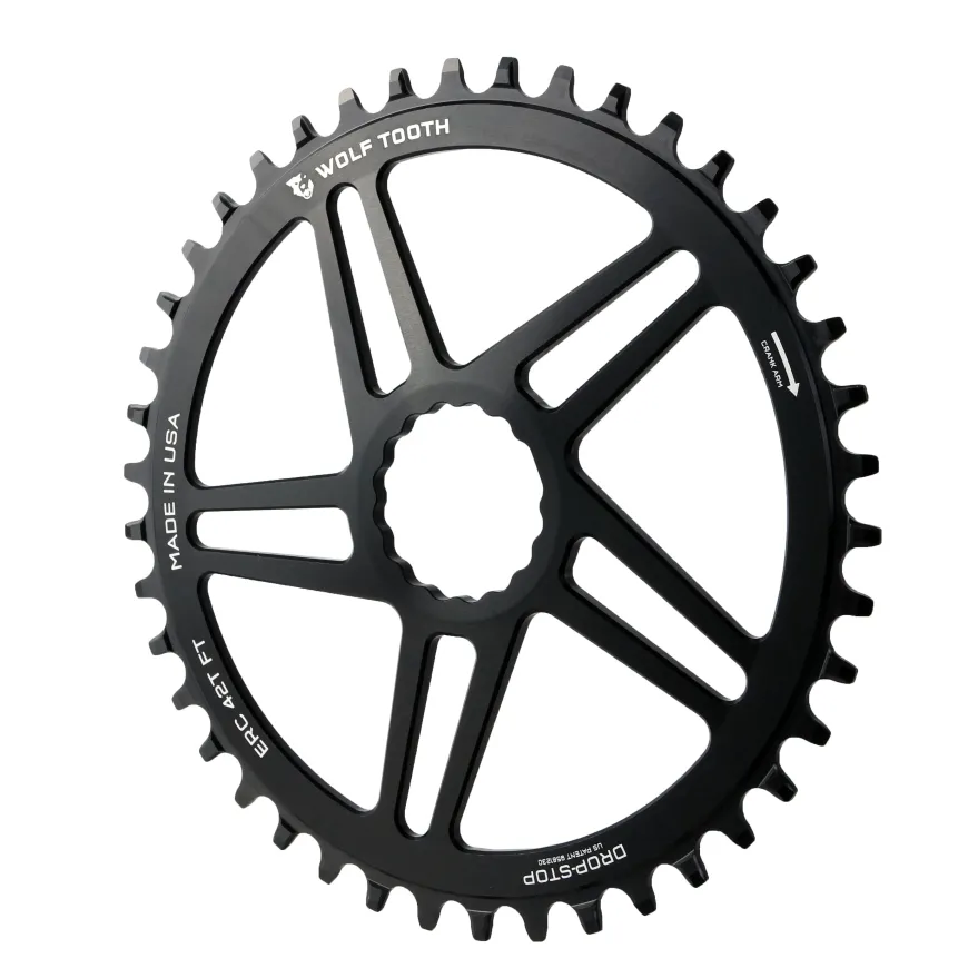 Wolf Tooth Direct Mount Chainring - 42t RaceFace/Easton CINCH Direct Mount Drop-Stop 10/11/12-Speed Eagle Flattop Compatible BLK