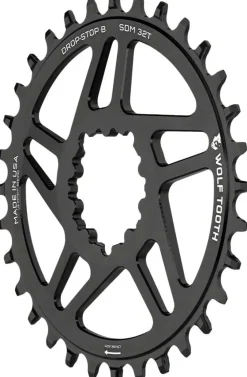 Wolf Tooth Direct Mount Chainring - 36t SRAM Direct Mount Drop-Stop B For SRAM 3-Bolt Boost Cranks 3mm Offset BLK