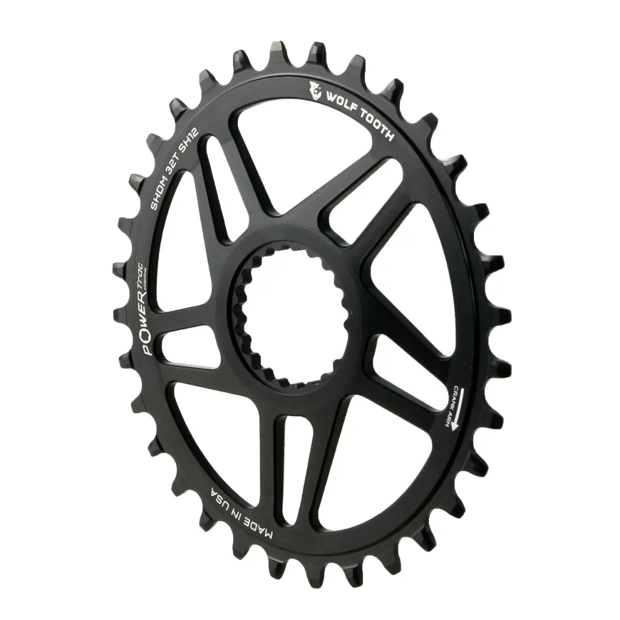 Wolf Tooth Elliptical Direct Mount Chainring - 32t Shimano Direct Mount Boost 3mm Offset Requires 12-Speed Hyperglide+ Chain BLK