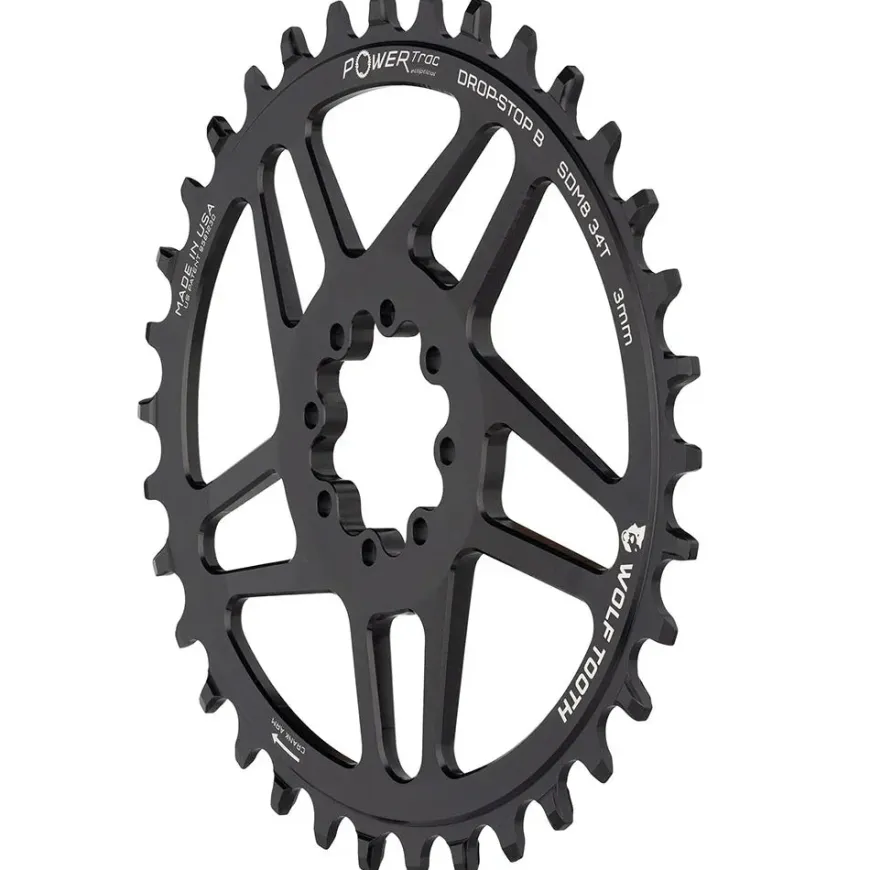 Wolf Tooth Elliptical Direct Mount Chainring - 34t SRAM Direct Mount Drop-Stop B For SRAM 8-Bolt Cranksets 3mm Offset BLK