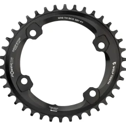Wolf Tooth Elliptical Shimano 110 Asymmetric BCD Chainring - 38t 110 Asymmetric BCD 4-Bolt Drop-Stop For Shimano GRX Cranks BLK