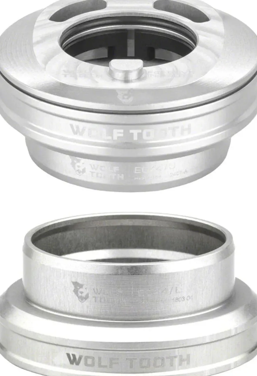 Wolf Tooth Premium Internal Headset - EC44 Upper / EC44 Lower For Enve In-Route System Only Raw Silver
