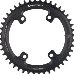 Wolf Tooth Shimano 110 Asymmetric BCD Chainring - 44t 110 Asymmetric BCD 4-Bolt Drop-Stop ST For Shimano GRX Cranks BLK