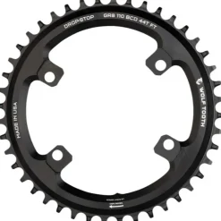 Wolf Tooth Shimano 110 Asymmetric BCD Chainring - 36t 110 Asymmetric BCD 4-Bolt Drop-Stop Flattop For Shimano GRX Cranks BLK