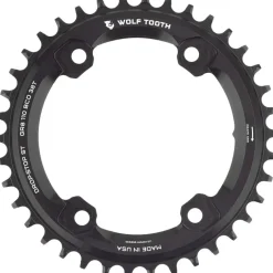 Wolf Tooth Shimano 110 Asymmetric BCD Chainring - 38t 110 Asymmetric BCD 4-Bolt Drop-Stop ST For Shimano GRX Cranks BLK