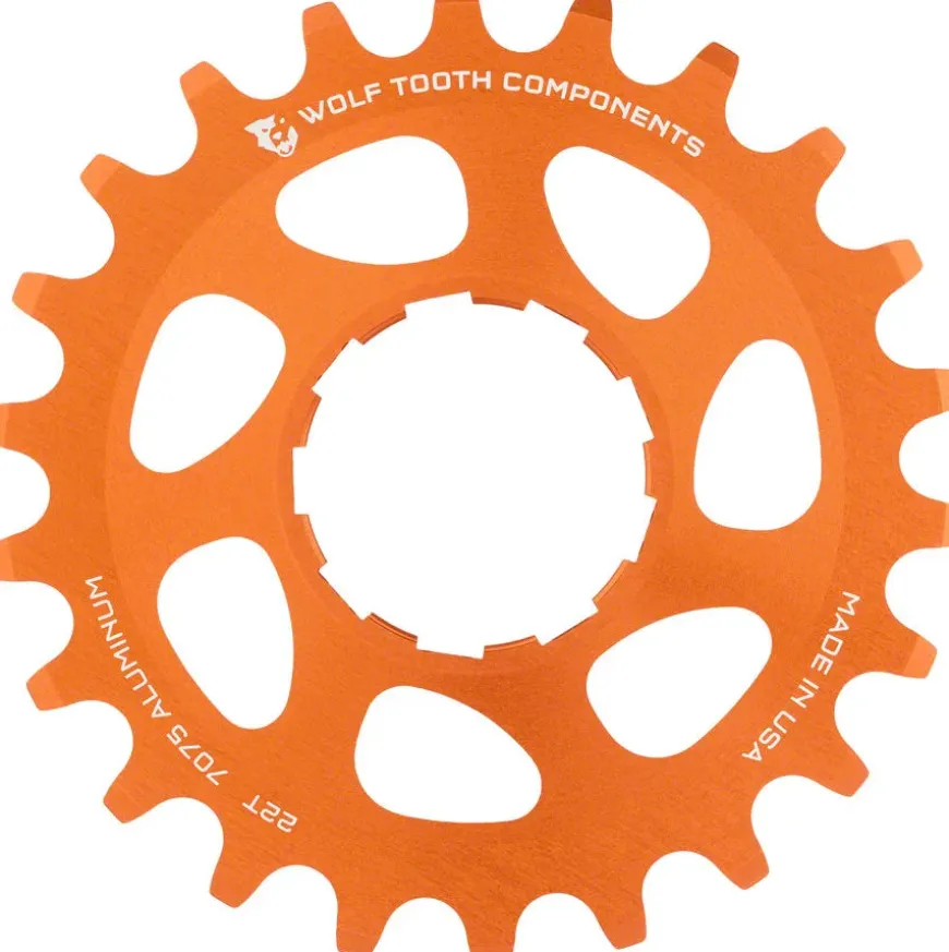 Wolf Tooth Single Speed Aluminum Cog - 22t Compatible 3/32" Chains Orange