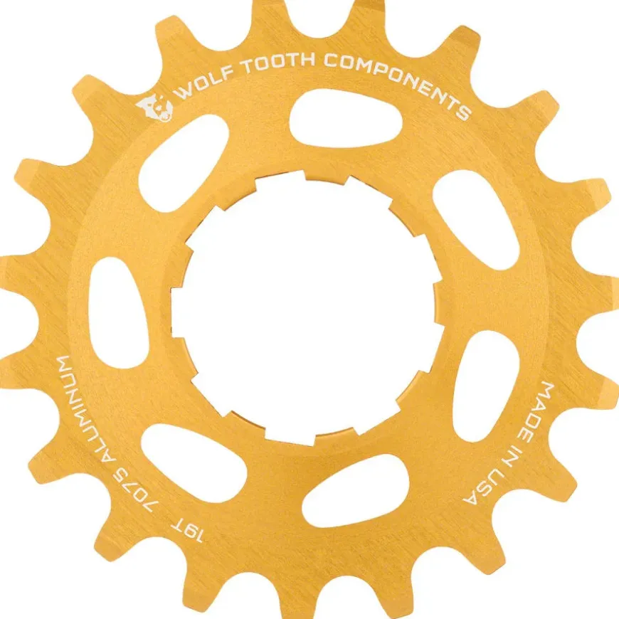 Wolf Tooth Single Speed Aluminum Cog - 19t Compatible with 3/32" Chains Gold