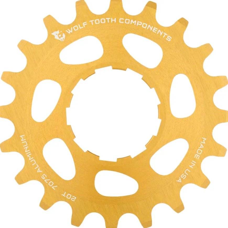 Wolf Tooth Single Speed Aluminum Cog - 20t Compatible with 3/32" Chains Gold