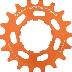 Wolf Tooth Single Speed Aluminum Cog - 18t Compatible 3/32" Chains Orange