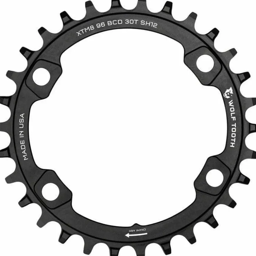 Wolf Tooth Wolf Tooth 96 BCD Chainring - 32t, 96 Asymmetric BCD, 4-Bolt, For Shimano M8000/M7000 Cranks, Requires 12-Speed Hyperglide+ Chain