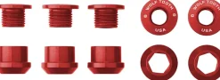 Wolf Tooth 1x Chainring Bolt Set - 6mm Dual Hex Fittings Set/5 Red
